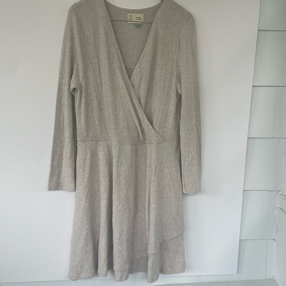 Anthropologie Saturday Sunday Cream Viscose Blend Cloud Fleece Wrap Dress XL - Picture 1 of 15